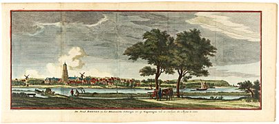 Afbeelding van het boek De Stad Rhenen, en het Rhenensche Gebergte tot op Wageningen, van de overzyde des Ryns te zien